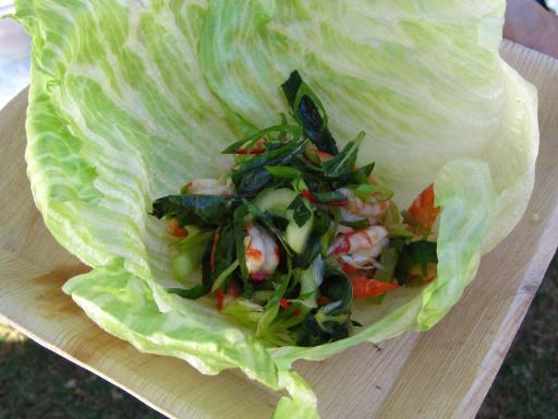 Recipe: Prawn, cucumber, mint and chilli salad, finished dish.