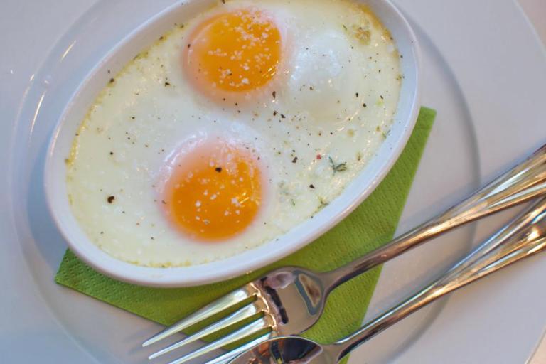 Recipe: Eggs en cocotte with smoked trout.